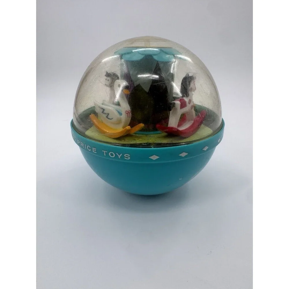 VINTAGE 1966 Fisher Price ROLY POLY CHIME BALL #165 Swans and Horses Weighted